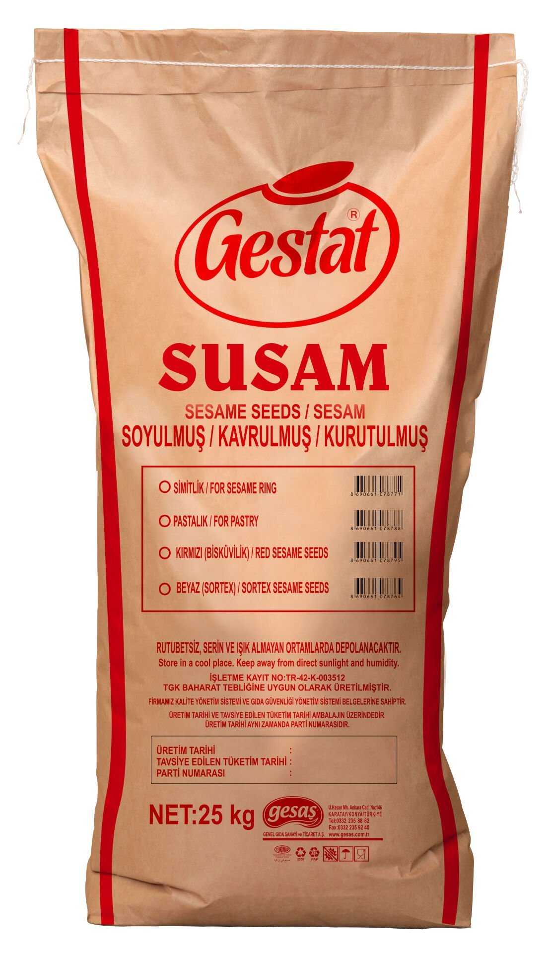 Soyulmuş Kavrulmuş Kurutulmuş Susam – (25 kg)